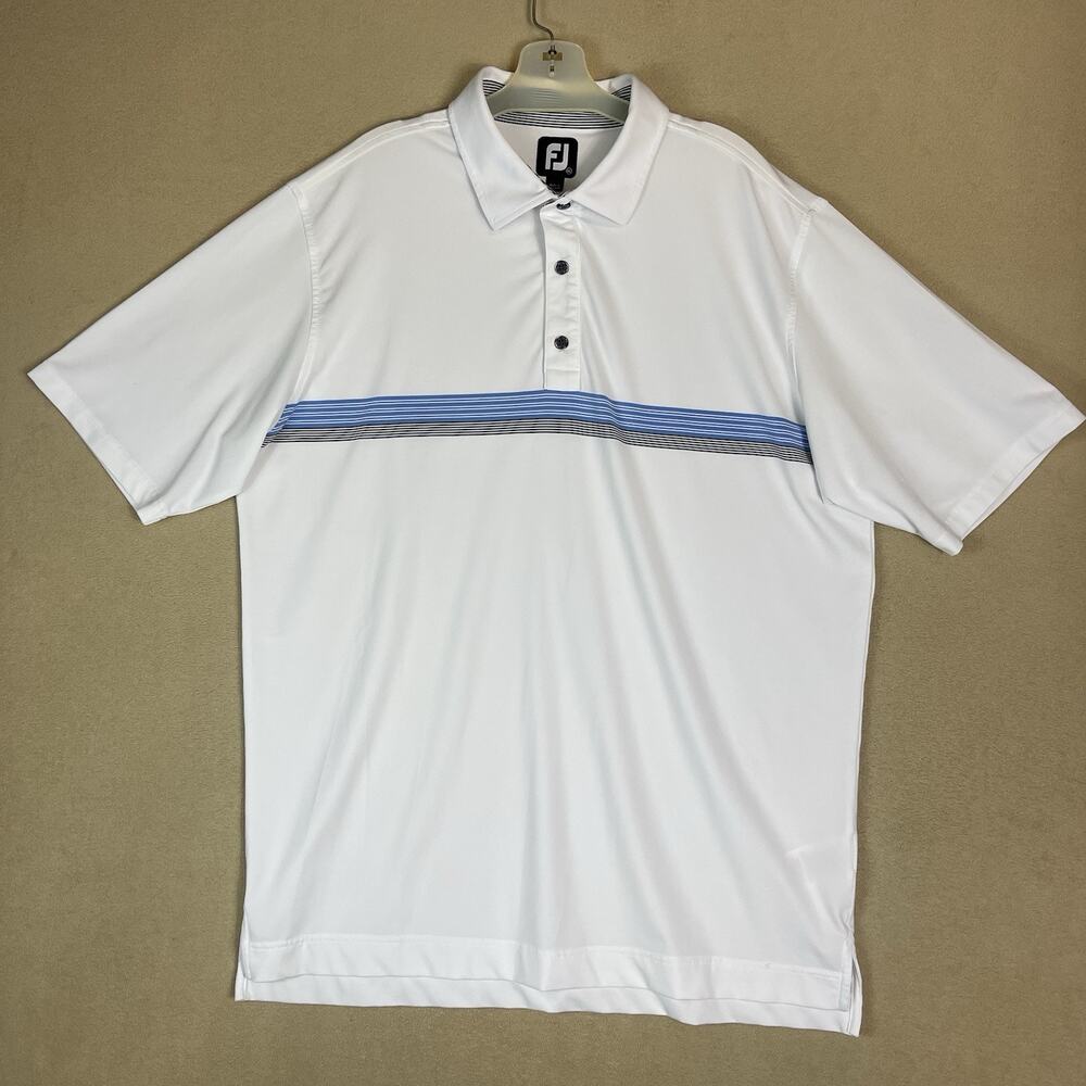 FootJoy Polo Shirt Mens XL‎ White Golf Performance Stretch Short Sleeve Athletic